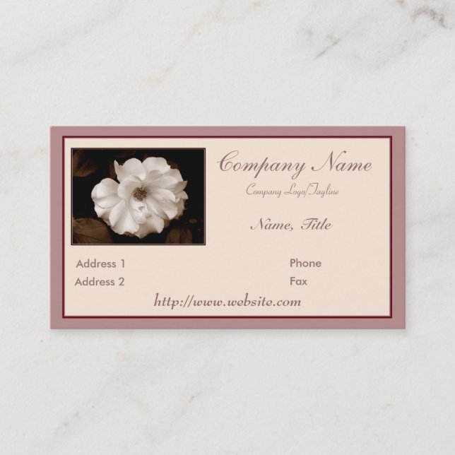 'Spring Sepia Rose' Business Card (Front)