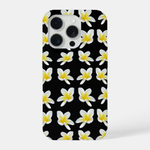 Spring Serenade: Yellow Frangipanis On Black, iPhone 15 Pro Case