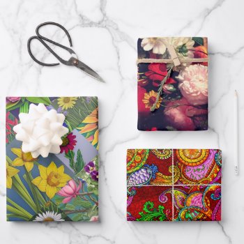 Spring Set   Melange Paisley And Fleuresse   Wrapping Paper Sheets by RafiMetzDesign at Zazzle