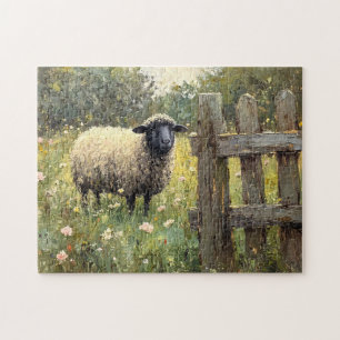 Spring Sheep Digital Oil Painting Jigsaw Puzzle