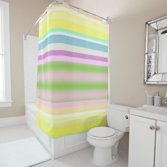 Spring Shower Curtain Stripes (In Situ)