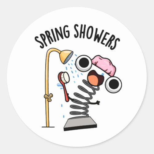 Spring Showers Funny Season Pun  Classic Round Sticker