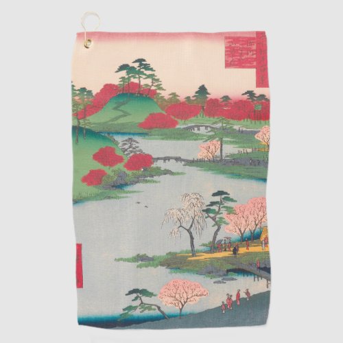 Spring Shrine Garden Vintage Ukiyo_e Japanese Art Golf Towel