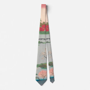 Spring Shrine Garden Vintage Ukiyo-e Japanese Art Neck Tie