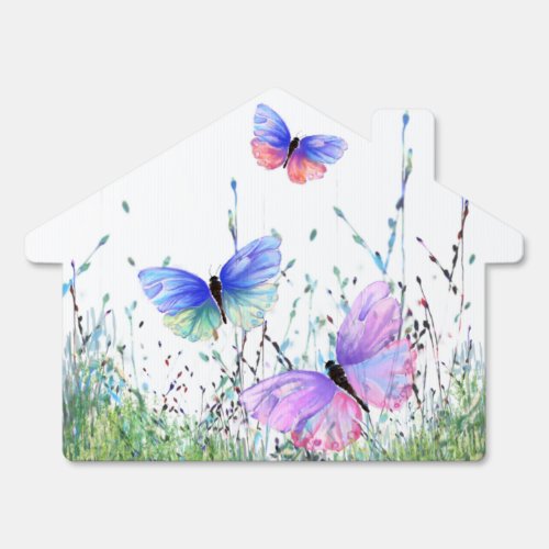 Spring Sign Colorful Butterflies Flying in Nature