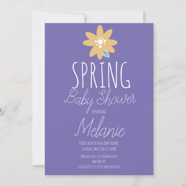 Spring Simple Floral Purple Baby Shower Invitation (Front)