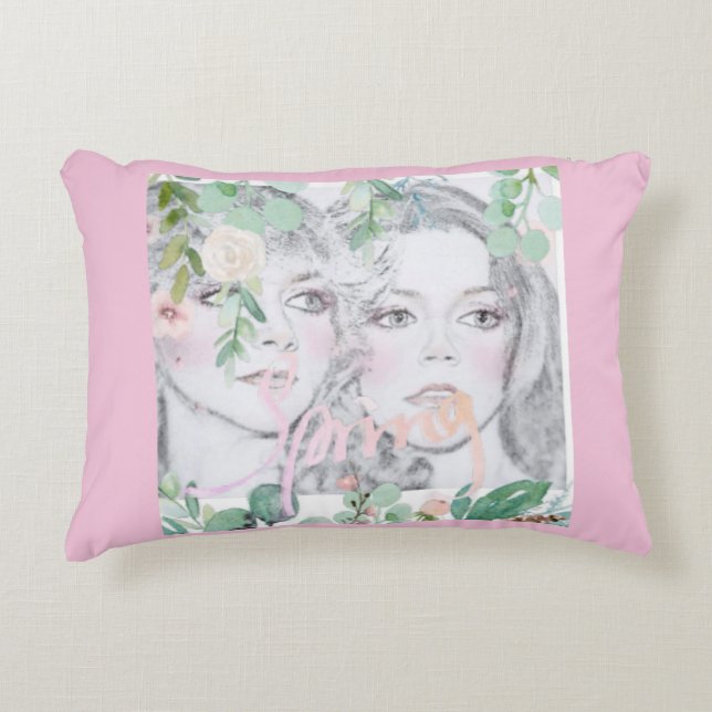 Spring Sisters Brushed Polyester Accent Pillow (Front)