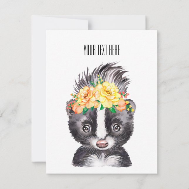 Spring Skunk Customizable Holiday Card (Front)