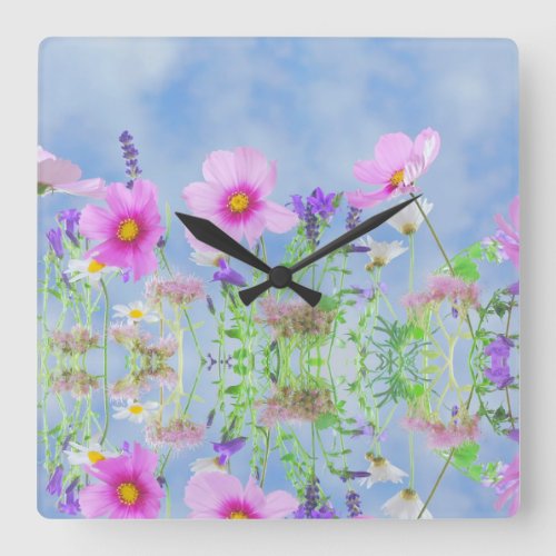 Spring Sky Square Wall Clock