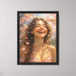 Spring Smile with Blossoms Canvas Art Print