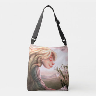 Spring Snowdrop Girl Illustration Crossbody Bag