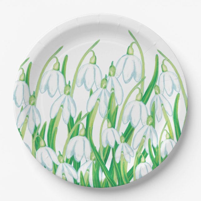 Spring Snowdrops  Napkins Paper Plates (Front)
