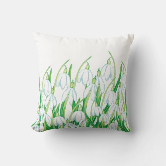 Spring Snowdrops  Throw Pillow (Front)