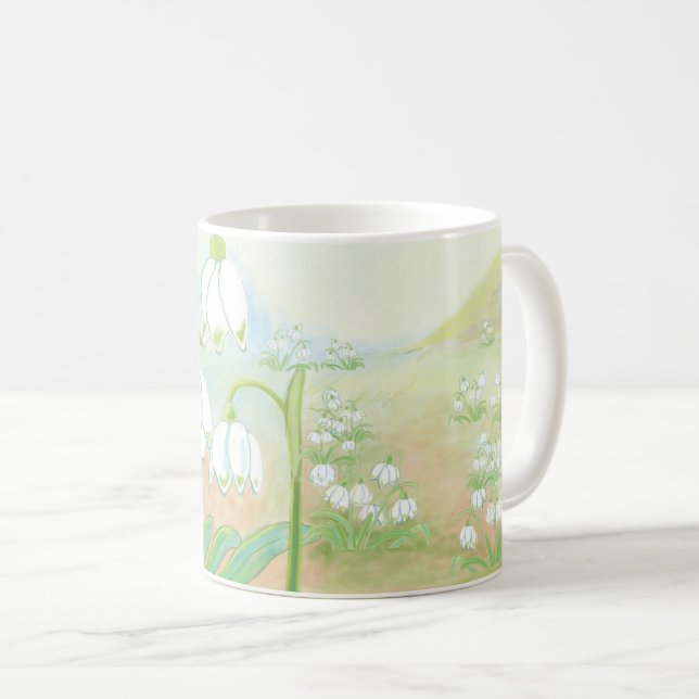 Spring Snowflake, Leucojum vernum Illustration  Coffee Mug (Front Right)