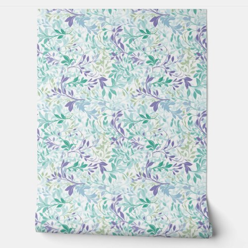 Spring Soft pastel purple and sage green leaves Wallpaper