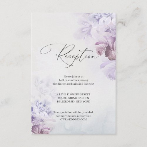 Spring soft pastel purple brown ivory reception enclosure card