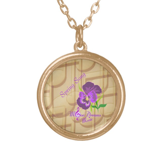 Spring Song Purple Flower Gold Necklace (Front)
