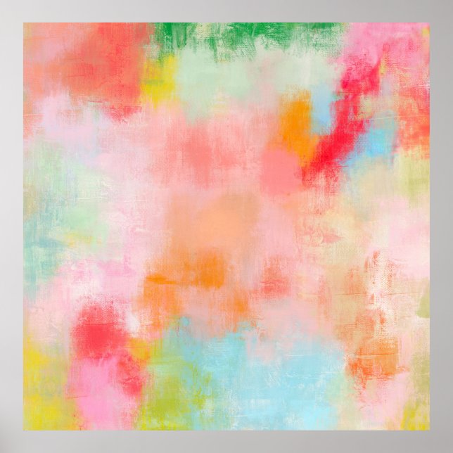 Spring Spark -  Pink Coral Beige Abstract Art Poster (Front)