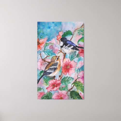 Spring Sparrows Painting Canvas Print
