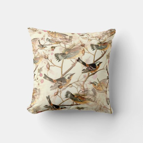 Spring Sparrows Throw Pillow