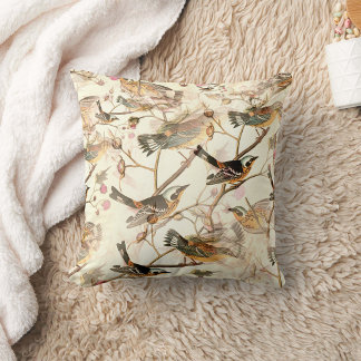 Spring Sparrows Throw Pillow