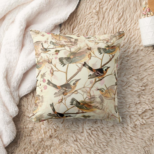 Spring Sparrows Throw Pillow (Creator Uploaded)