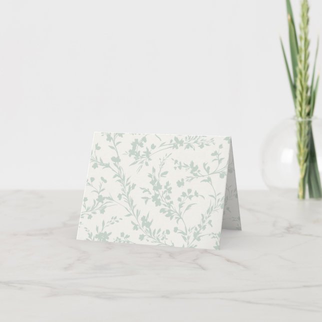 Spring Sprigs Muted Sage - Neutral Letterpress Thank You Card (Front)