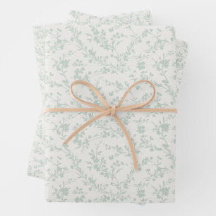 Spring Sprigs Muted Sage - Neutral Wrapping Paper Sheets
