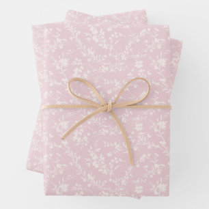 Spring Sprigs Neutral - Blush Pink Wrapping Paper Sheets