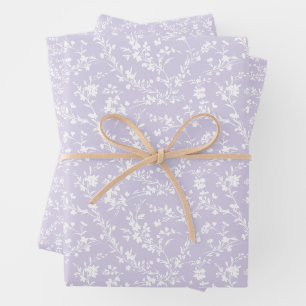 Spring Sprigs Neutral - Dusty Lavender Wrapping Paper Sheets