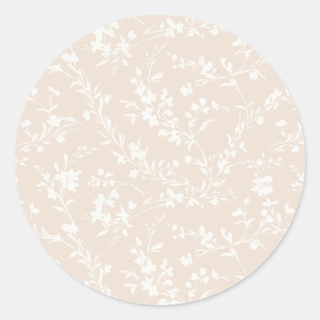 Spring Sprigs Neutral - Soft Linen Classic Round Sticker (Front)