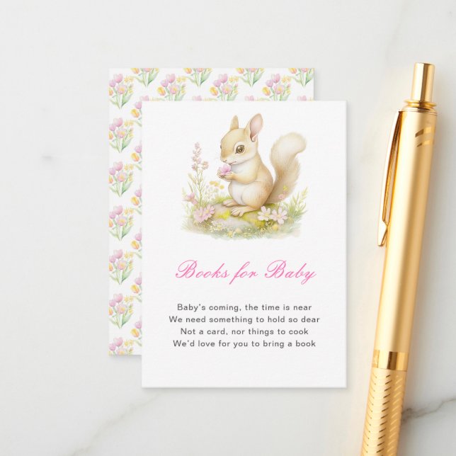 Spring Squirrel Baby Shower Enclosure Card (Front/Back In Situ)