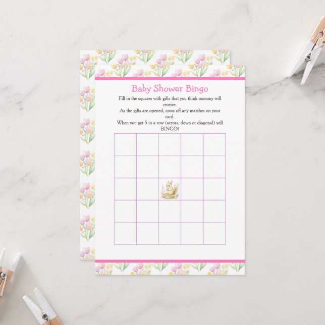 Spring Squirrel Baby Shower Invitation (Front/Back In Situ)