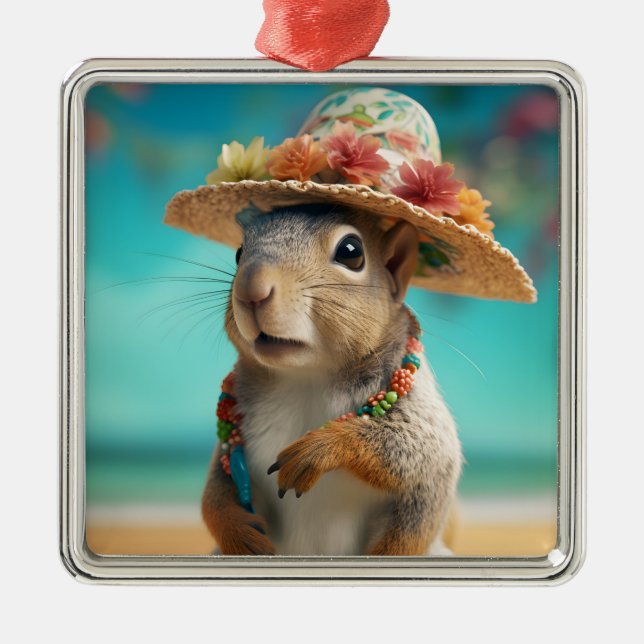 Spring Squirrel Metal Ornament (Front)