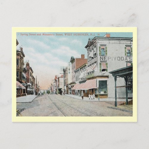 Spring St W Hoboken New Jersey Vintage Postcard