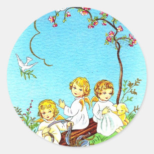 Spring stickers cherubs and lamb