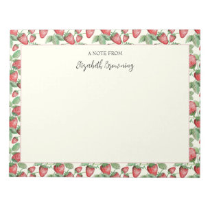 Spring Strawberries Hand-Illustrated Strawberry Notepad