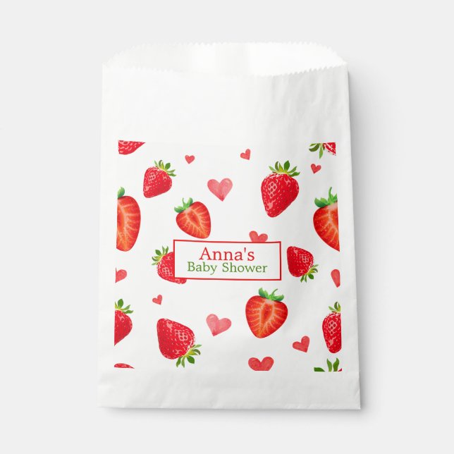 Spring Strawberry Themed Fruit Baby Shower Favor Bag (Front)