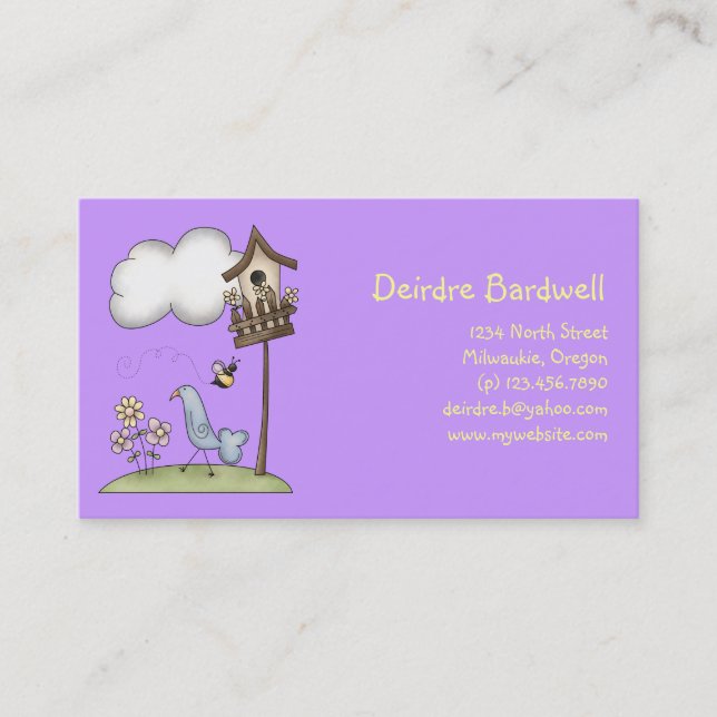 Spring Stuff · Birdhouse & Bird Business Card (Front)