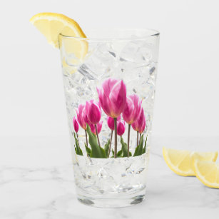 Spring Style Kitchen Decor Pink Tulip Drinking Glass