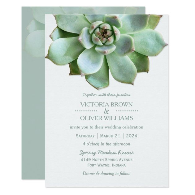 Spring Succulent Botanical Wedding Invitation