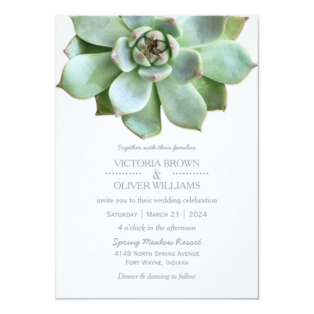 Spring Succulent Botanical Wedding Invitation