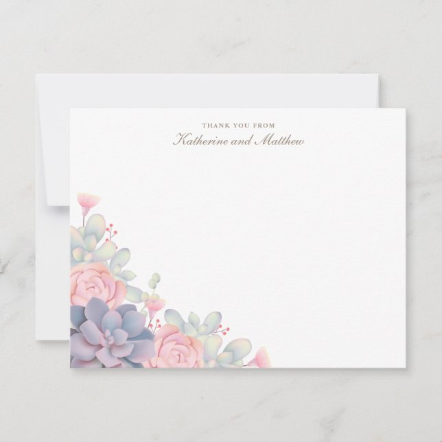 Spring Succulents Wedding Thank You Cards (Front)