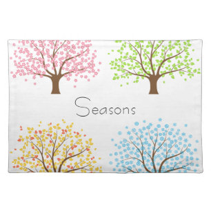 Spring Summer Autumn Winter Trees Plae Mat