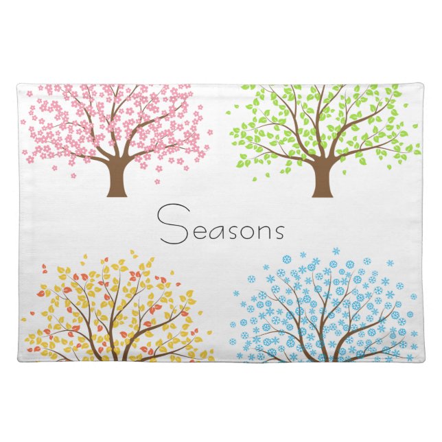 Spring Summer Autumn Winter Trees Plae Mat (Front)