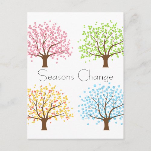 Spring Summer Autumn Winter Trees Postcard