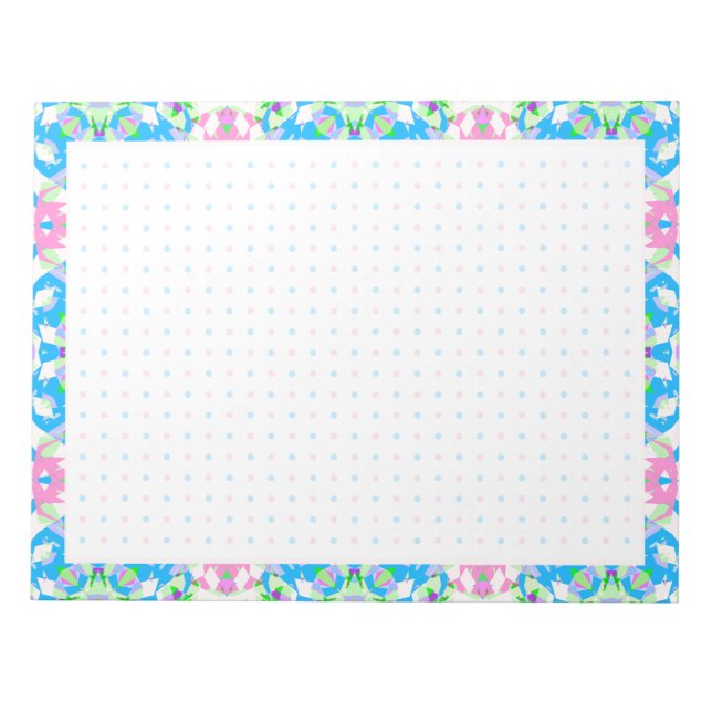 Spring Summer Blue Pink Dot Grid BuJo Planner Notepad (Front)