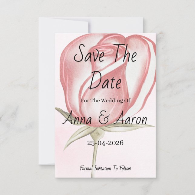 Spring Summer Blush Pink Garden Save the Date (Front)