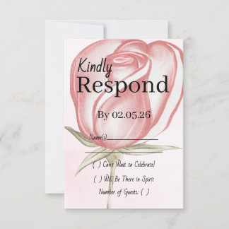 Spring Summer Blush Pink Garden Wedding RSVP Card
