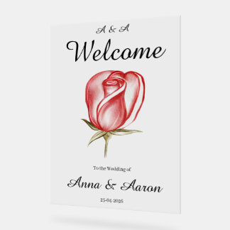 Spring Summer Blush Pink Garden Wedding Welcome  Acrylic Sign
